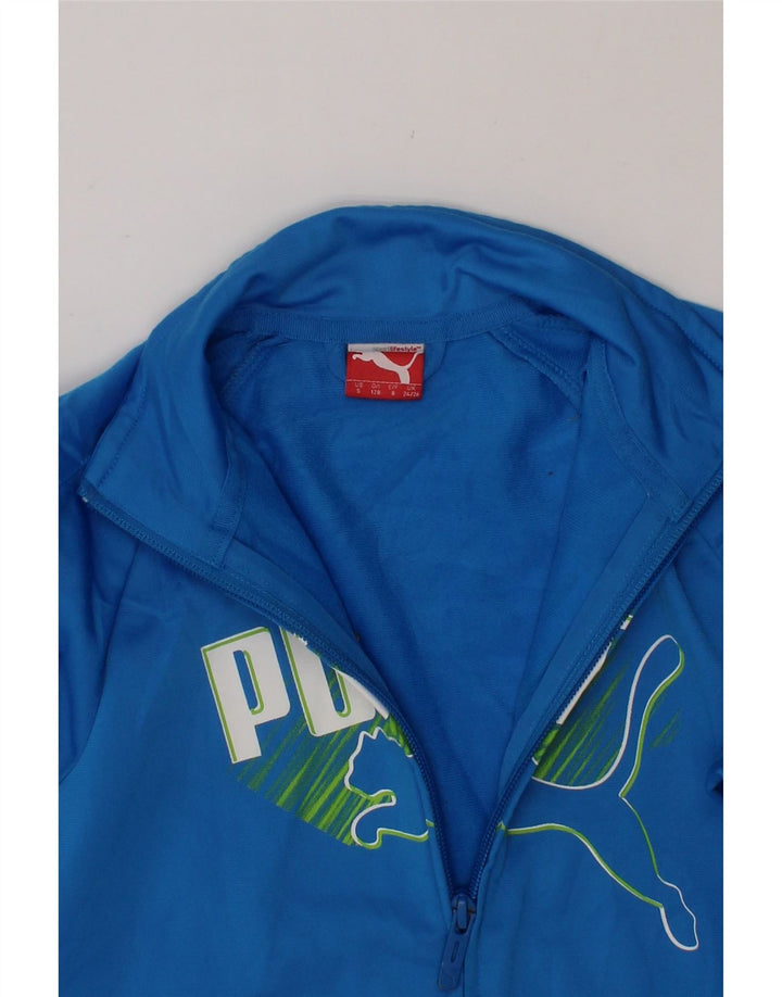 PUMA Boys Graphic Tracksuit Top Jacket 7-8 Years Blue Polyester Vintage Puma and Second-Hand Puma from Messina Hembry 