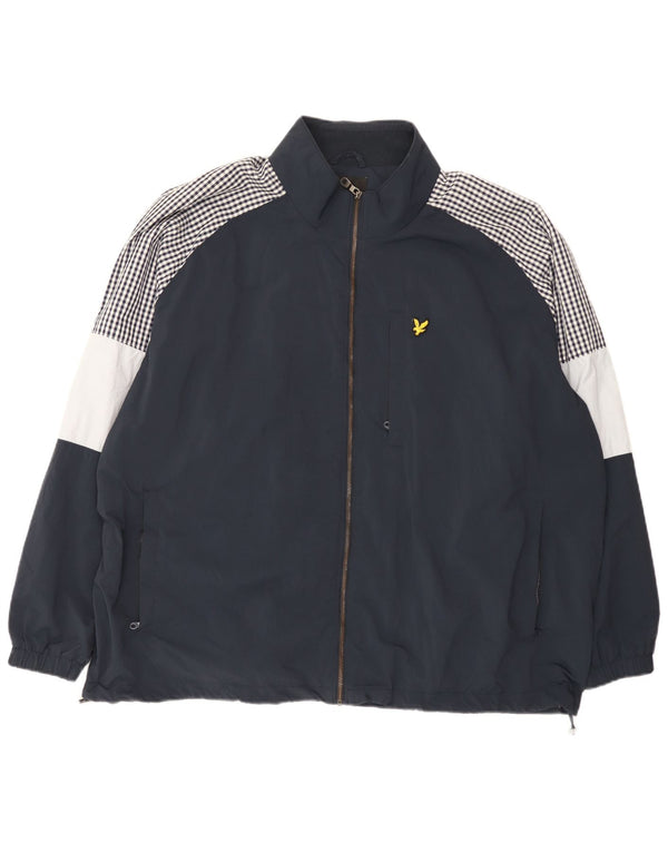 Мужская дождевик Lyle & Scott UK 46 3XL Темно-синий нейлон с цветными блоками
