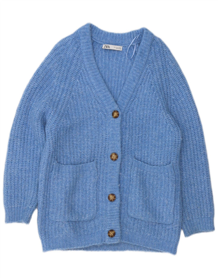 Женский кардиган Zara UK 10, маленький синий полиэстер с крапинками