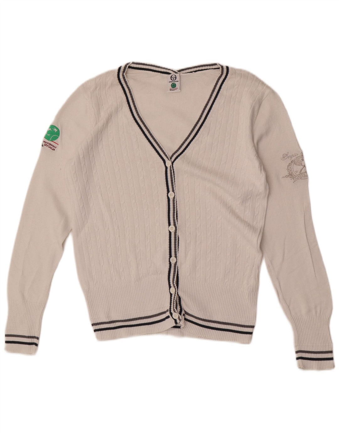 Женский кардиган с рисунком Sergio Tacchini UK 12, средний белый хлопок, хлопок