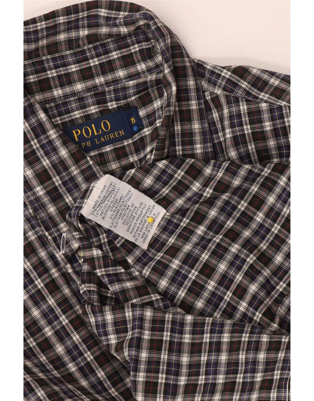 Мужская рубашка Polo Ralph Lauren, размер 15, средний темно-синий клетчатый хлопок