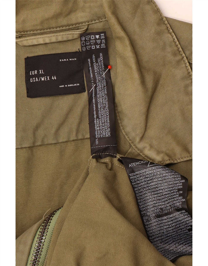 Мужская куртка-бомбер Zara UK 42 XL, зеленый хлопок