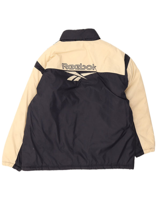 Мужская ветровка Reebok с графическим рисунком UK 42 XL темно-синяя с цветными блоками