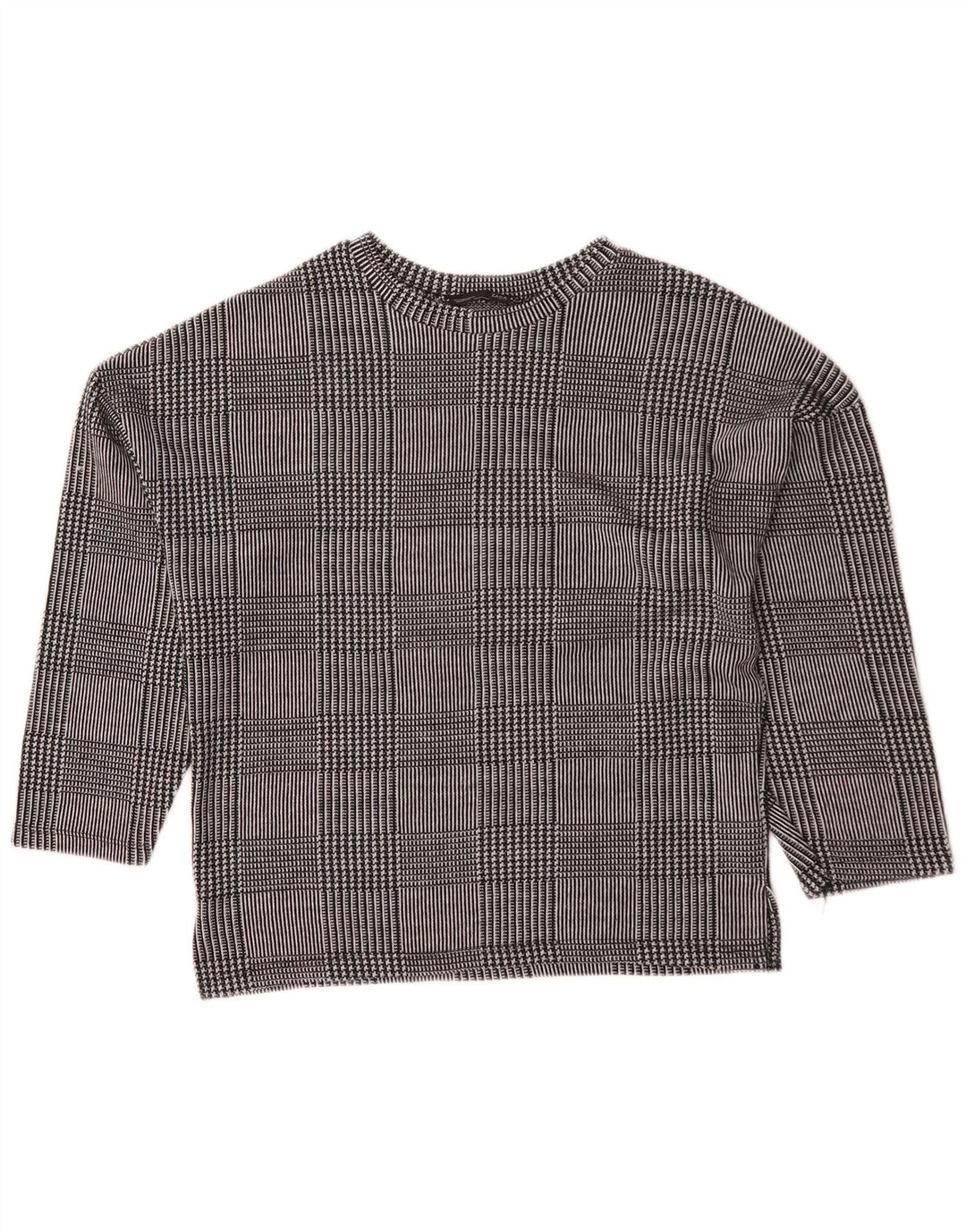 Женский свободный джемпер с круглым вырезом Zara UK 10, маленький серый в клетку