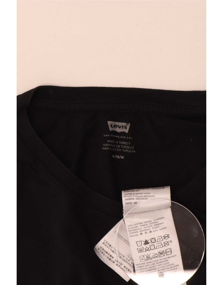 Мужская футболка с рисунком Levi's, верх среднего размера, черный хлопок, хлопок