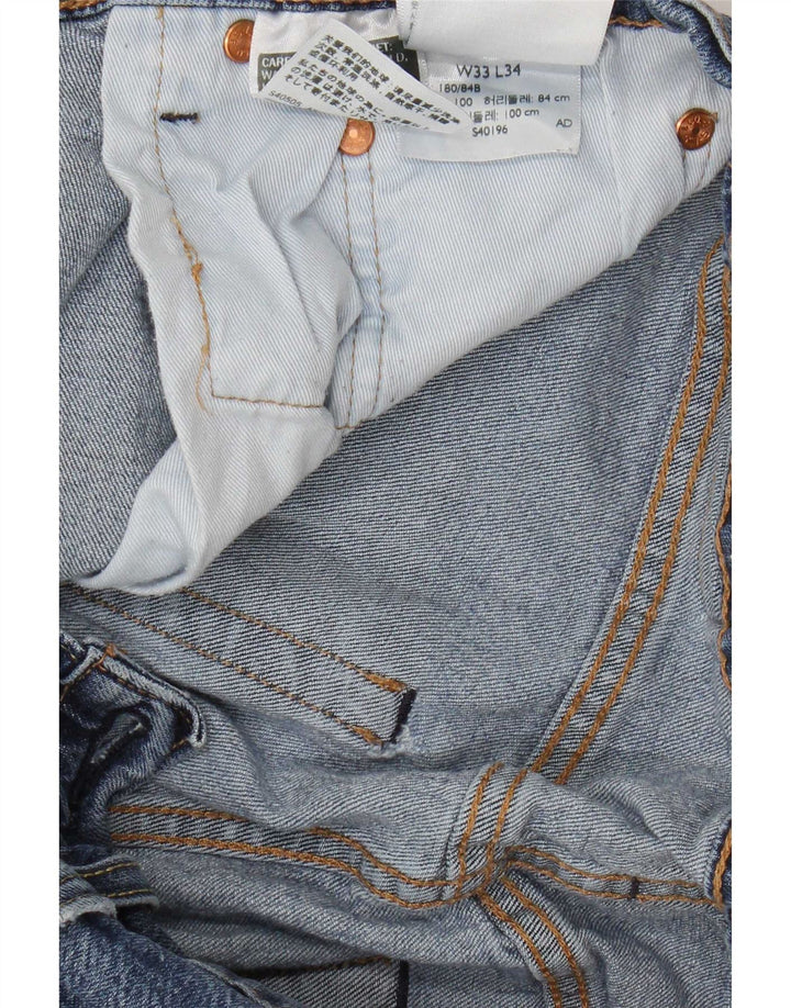 Мужские потертые узкие джинсы Levi's W33 L34 синие, хлопок