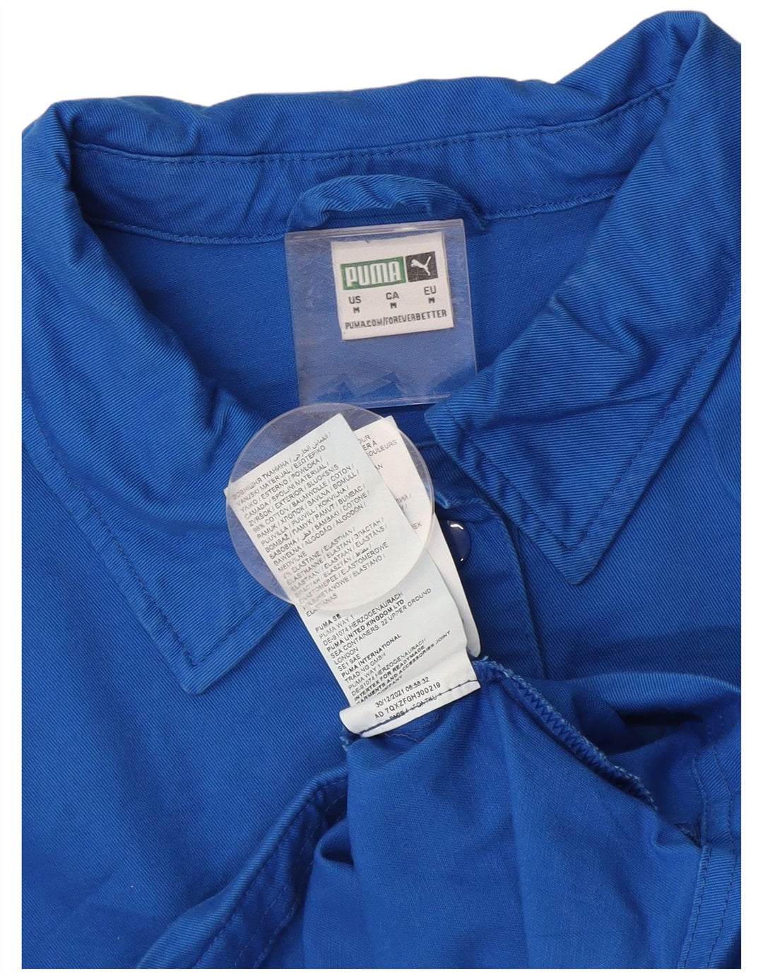 Женская укороченная куртка-бомбер PUMA UK 14, хлопок среднего синего цвета