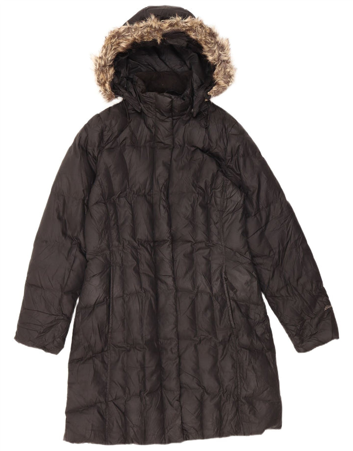 Женское стеганое пальто с капюшоном Eddie Bauer UK 14, средний черный, полиэстер