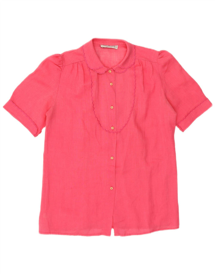 VINTAGE Женская рубашка-рубашка с коротким рукавом IT 44 Средний Розовый
