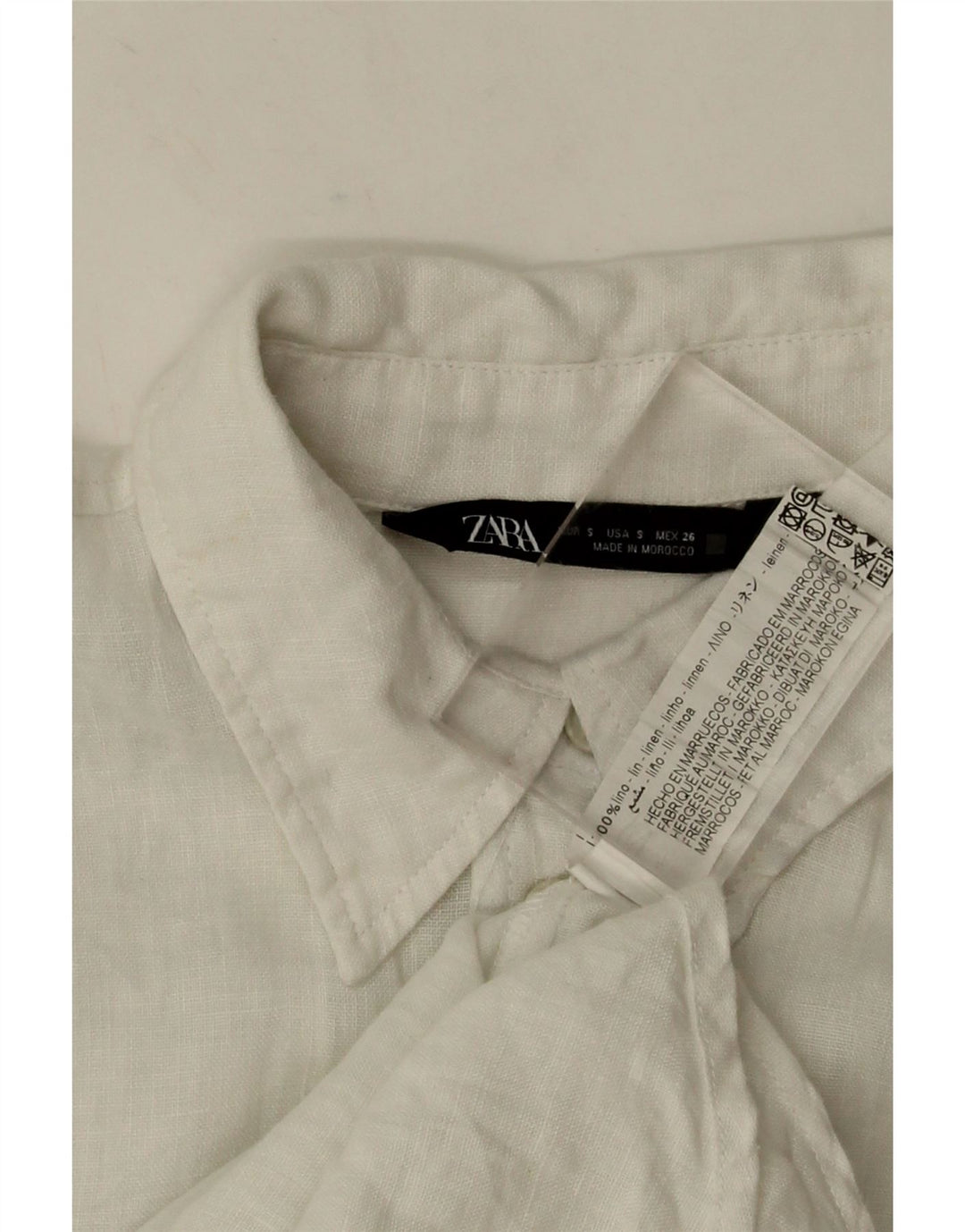 Женская рубашка оверсайз Zara UK 10, маленькая белая льняная
