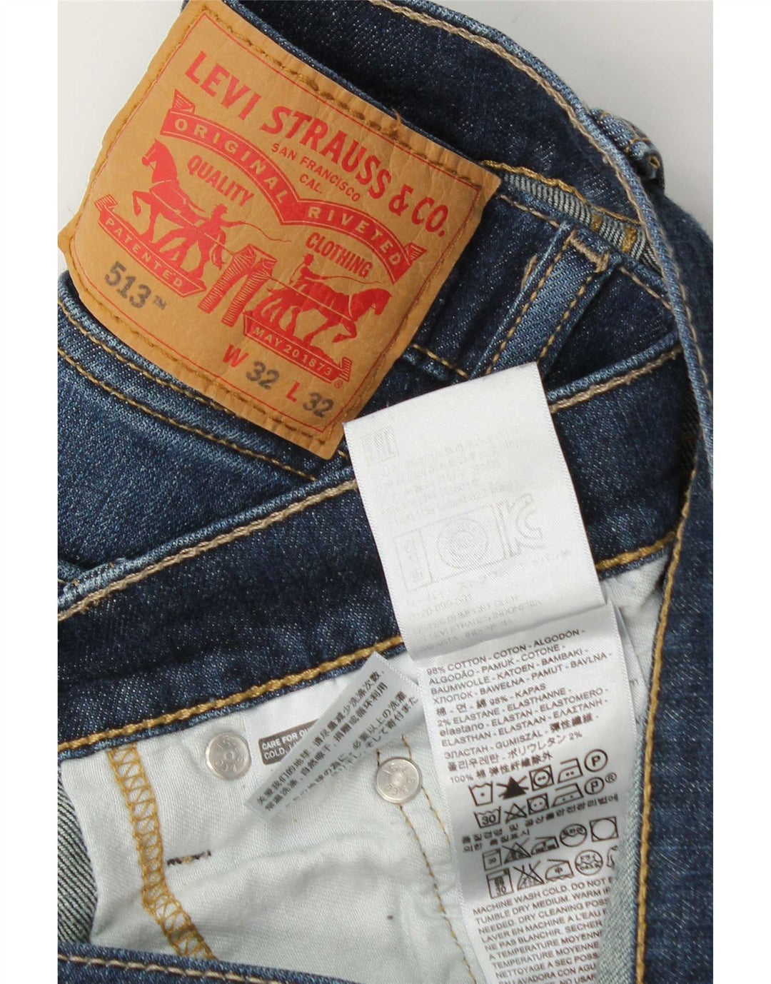 Мужские прямые джинсы Levi's 513 W32 L32 синие, хлопок