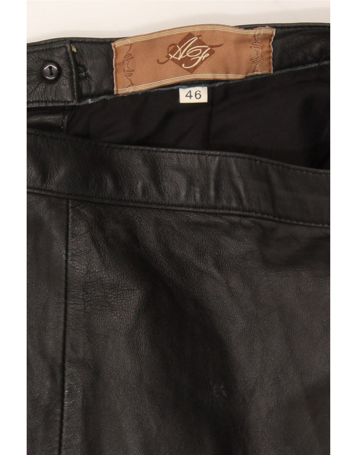 VINTAGE Womens Leather Skirt IT 46 Large W30 Black Leather Vintage Vintage and Second-Hand Vintage from Messina Hembry 