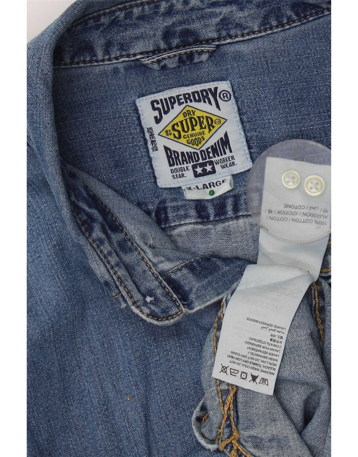 Мужская джинсовая рубашка Superdry XL, синяя, хлопок