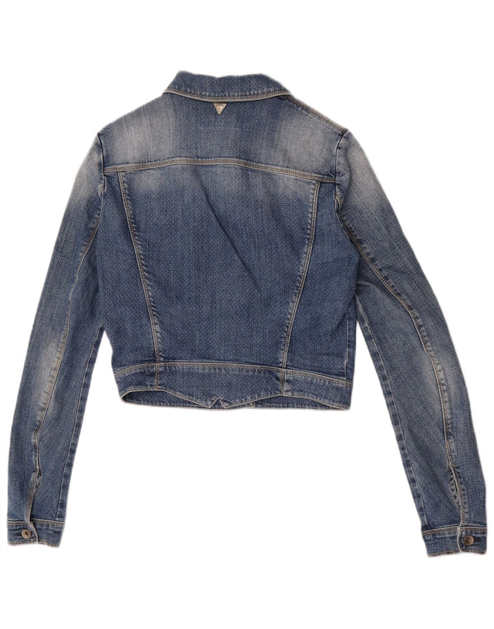 Guess Женская укороченная джинсовая куртка UK 6 XS Синяя хлопковая