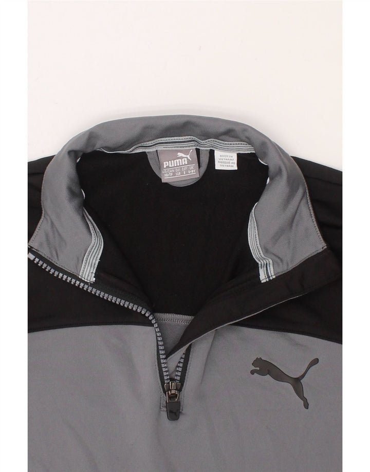 PUMA Boys Zip Neck Pullover Tracksuit Top 5-6 Years Grey Colourblock Vintage Puma and Second-Hand Puma from Messina Hembry 
