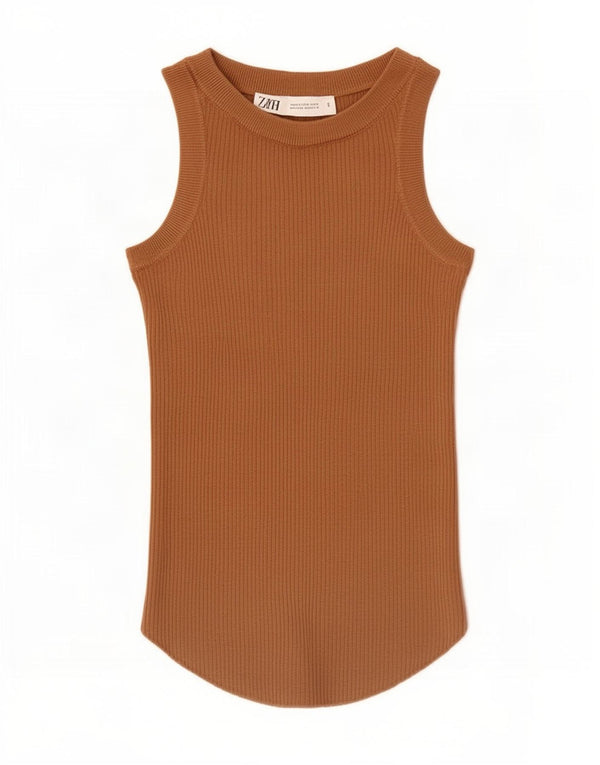 Женский жилет Zara UK 4 XS Коричневый из вискозы
