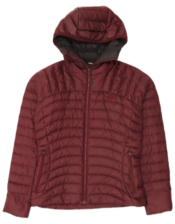 Женская стеганая куртка с капюшоном The North Face UK 10, маленький бордовый нейлон