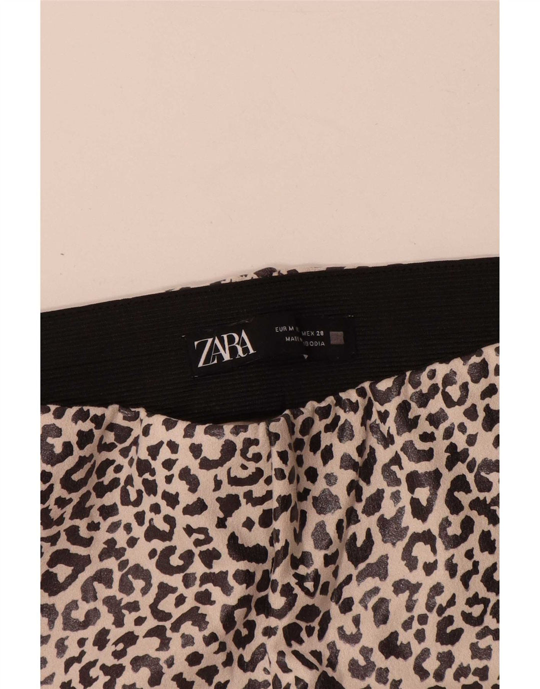 Женские леггинсы Zara UK 12, средний бежевый, полиэстер с животным принтом