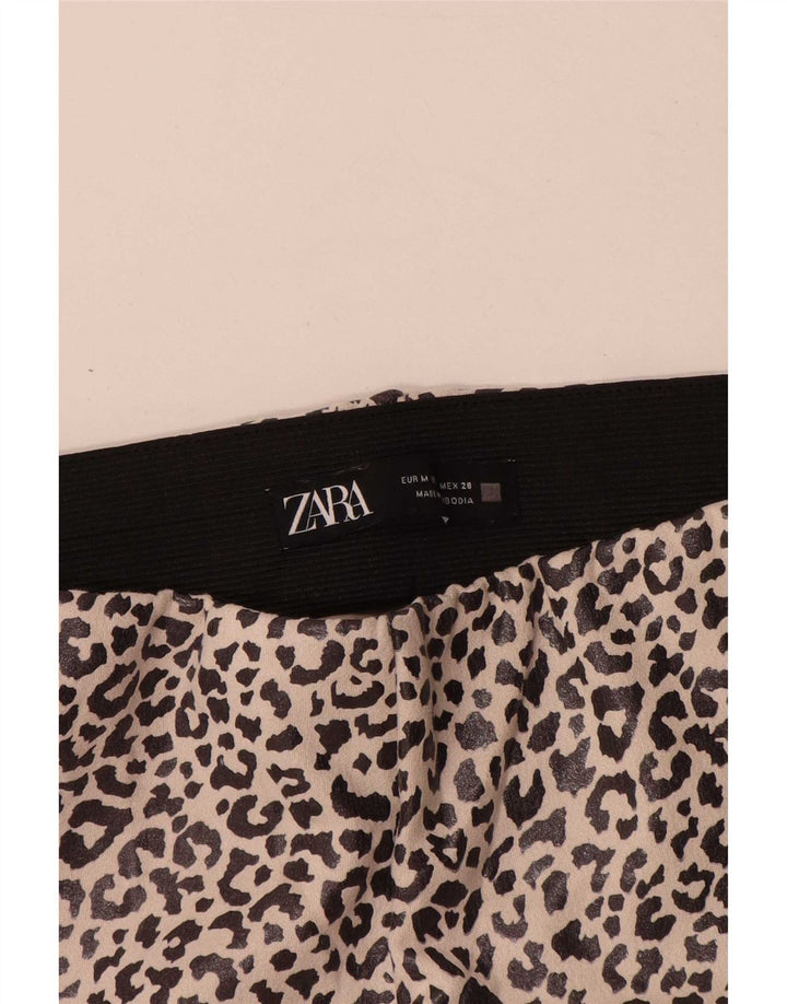 Женские леггинсы Zara UK 12, средний бежевый, полиэстер с животным принтом