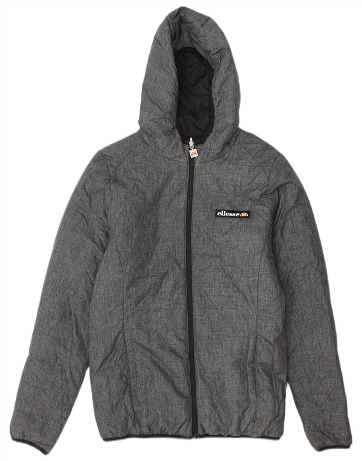 Женская двусторонняя стеганая куртка оверсайз с капюшоном Ellesse UK 10, маленький серый цвет