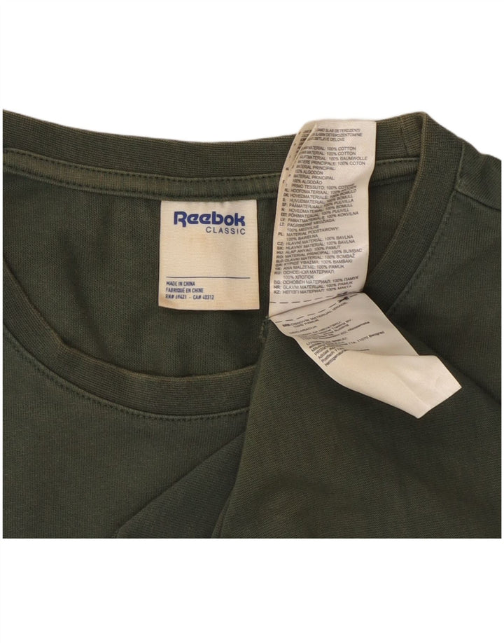 REEBOK Мужская классическая футболка с рисунком, маленький зеленый хлопковый топ