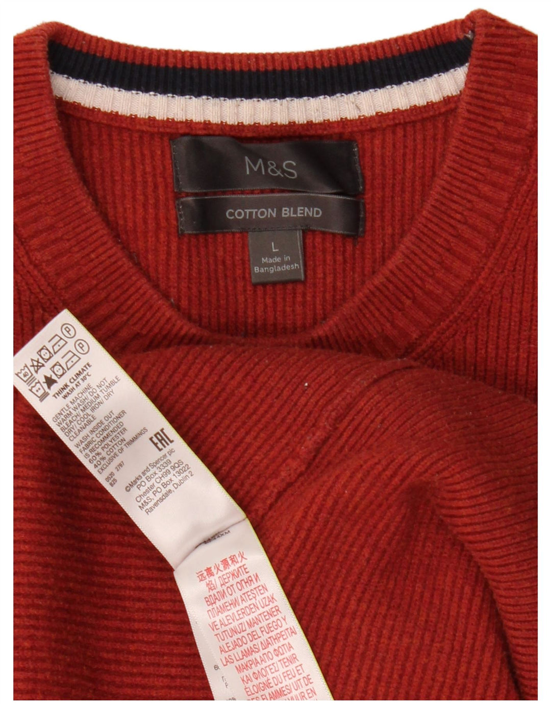 Мужской джемпер с круглым вырезом Marks & Spencer, большой оранжевый полиэстер