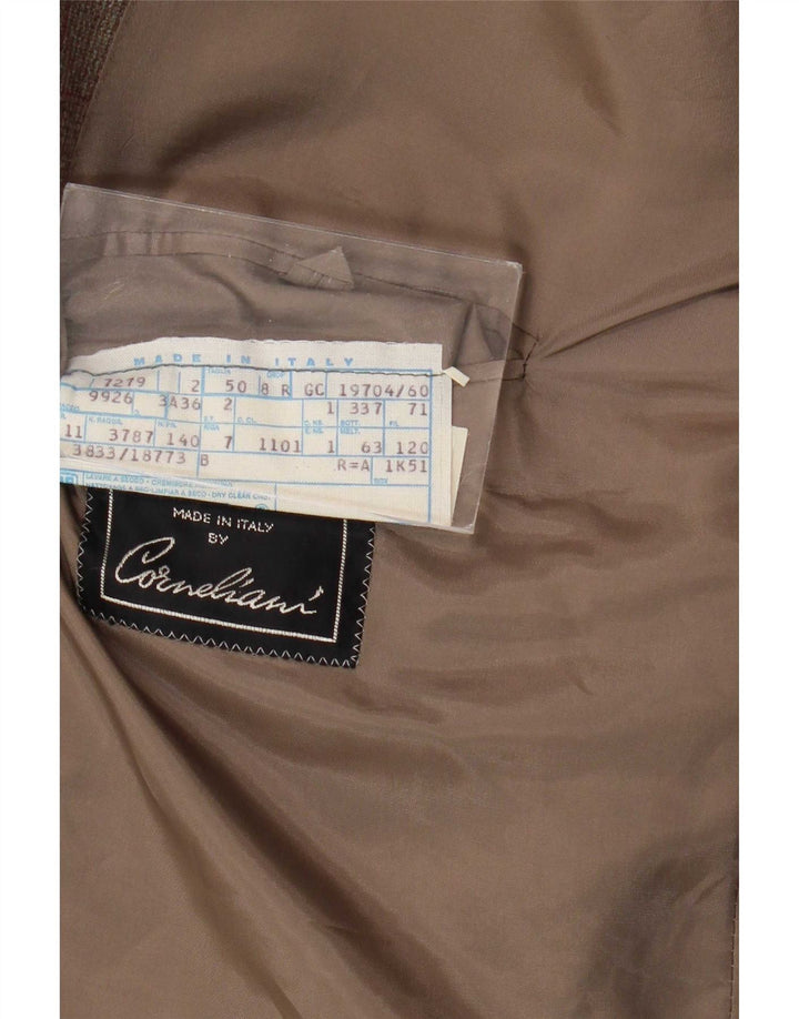 Corneliani Мужской двубортный пиджак IT 50 в большую коричневую клетку