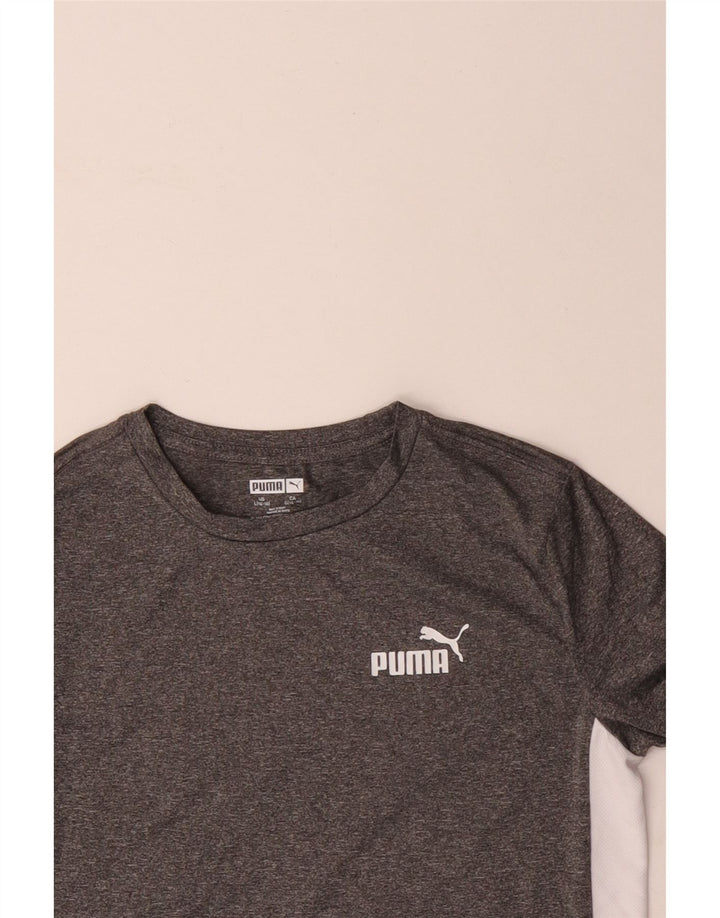 Топ с рисунком Puma для мальчиков с длинными рукавами, 14–15 лет, большой серый цвет с блоками