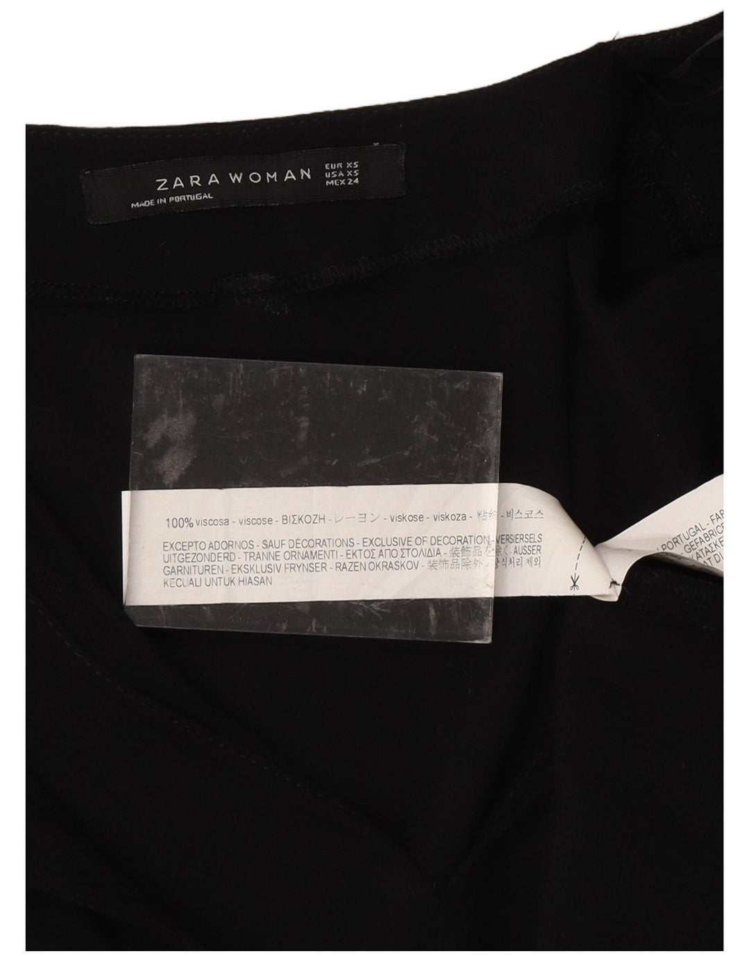 Женская блузка с рукавом 3/4 ZARA UK 6 XS, черная вискоза