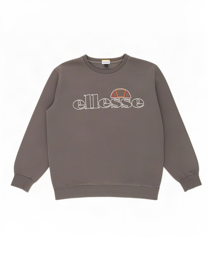 Мужской свитшот с рисунком Ellesse, большой серый хлопковый джемпер