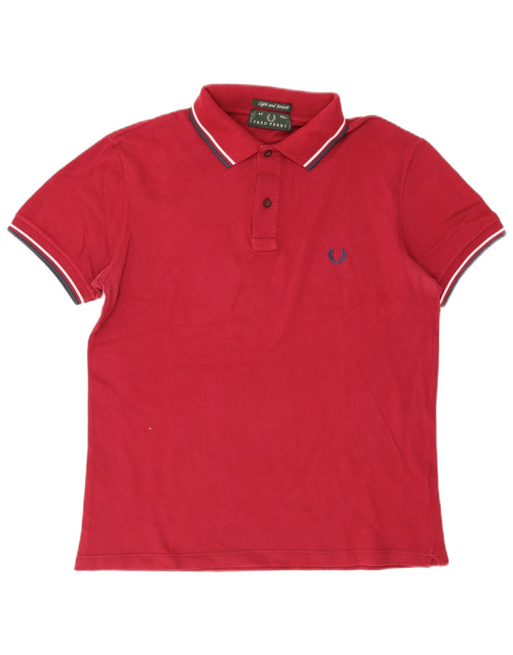 Мужская рубашка-поло Fred Perry, хлопковая полоска бордового цвета среднего размера