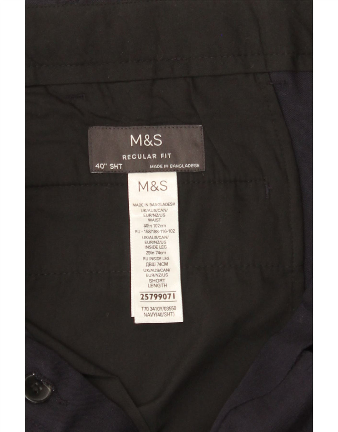 MARKS & SPENCER Mens Regular Fit Slim Chino Trousers W40 L29 Navy Blue Vintage Marks & Spencer and Second-Hand Marks & Spencer from Messina Hembry 