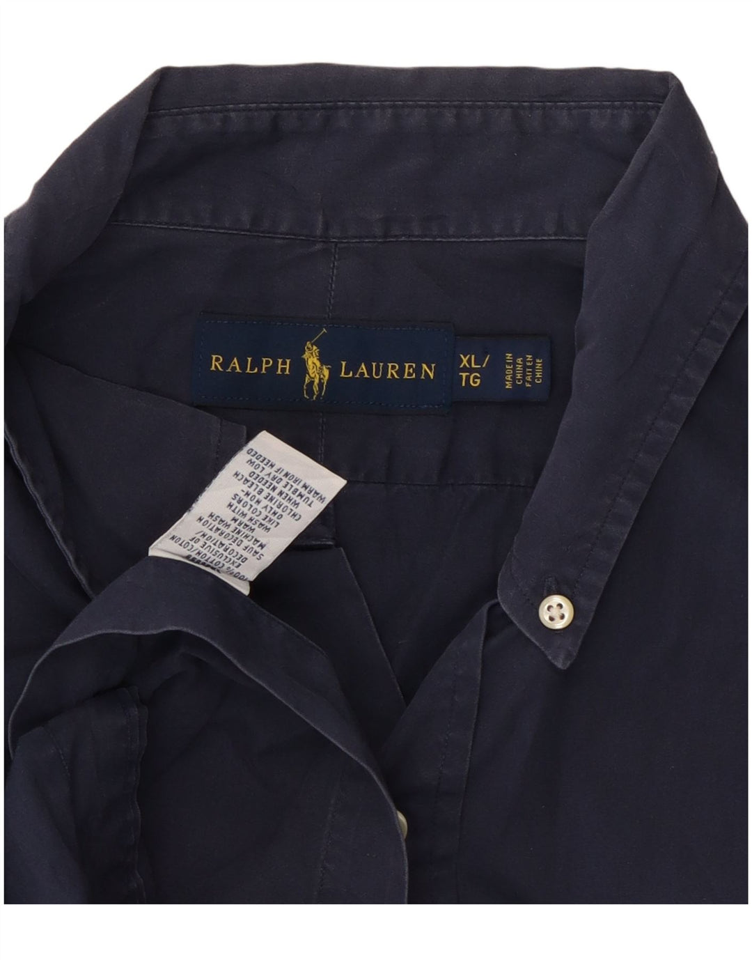 Мужская рубашка с коротким рукавом Ralph Lauren XL, темно-синяя, хлопок