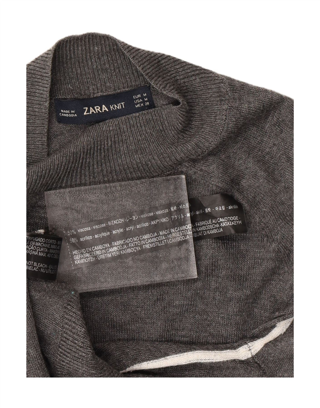 Женский джемпер с высоким воротником ZARA UK 12, средний серый вискоза