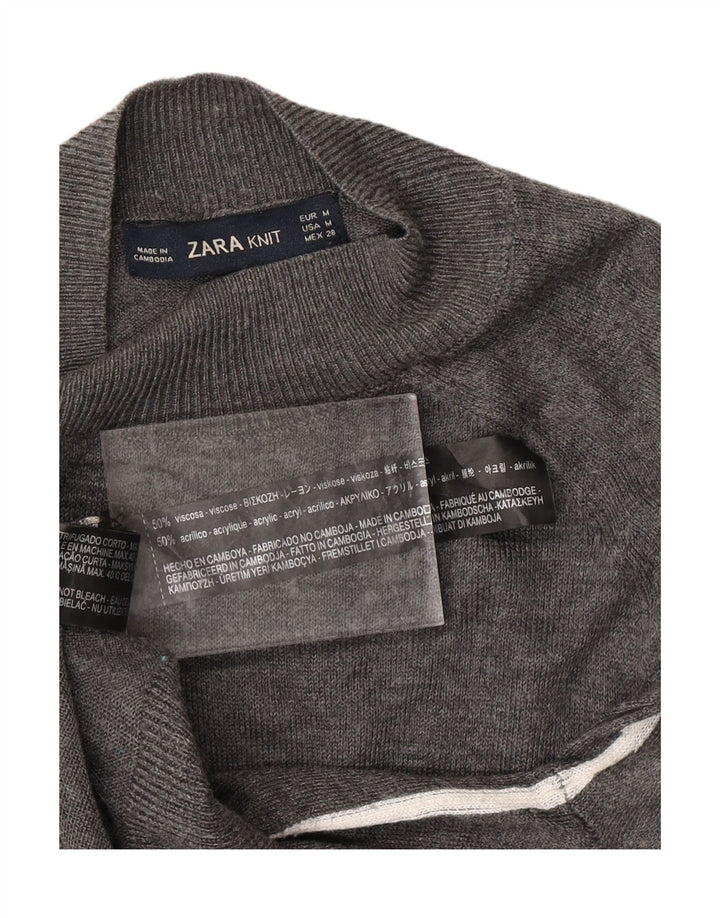 Женский джемпер с высоким воротником ZARA UK 12, средний серый вискоза