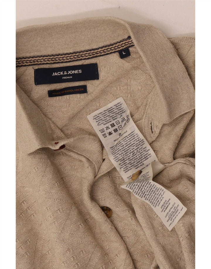 Мужская рубашка-поло Jack & Jones, большая бежевая, хлопок