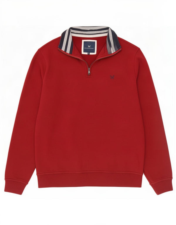Crew Clothing Mens Zip Neck Sweatshirt Jumper Large Burgundy Cotton