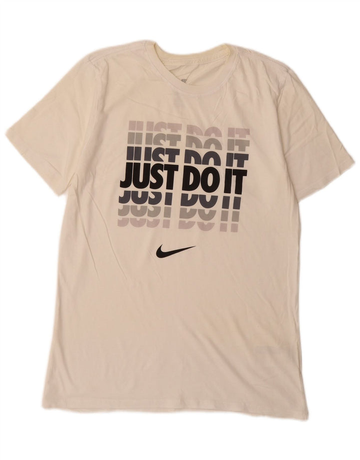 Мужская футболка спортивного кроя Nike с графическим рисунком, хлопковый топ среднего размера, белый цвет