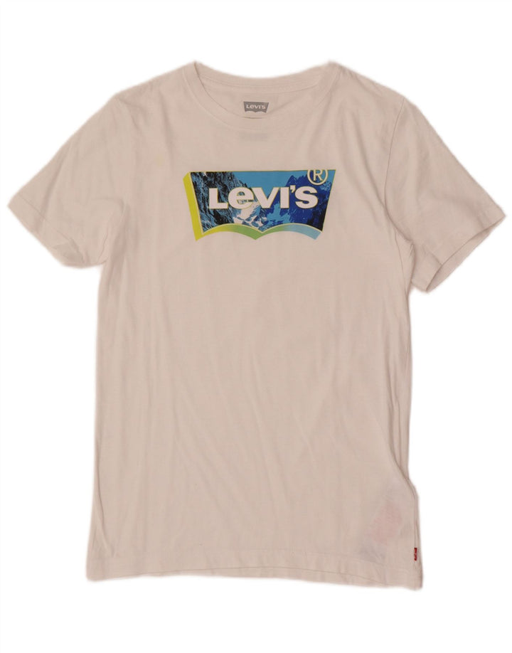 Футболка с рисунком Levi's для мальчиков, топ 13-14 лет, белый хлопок