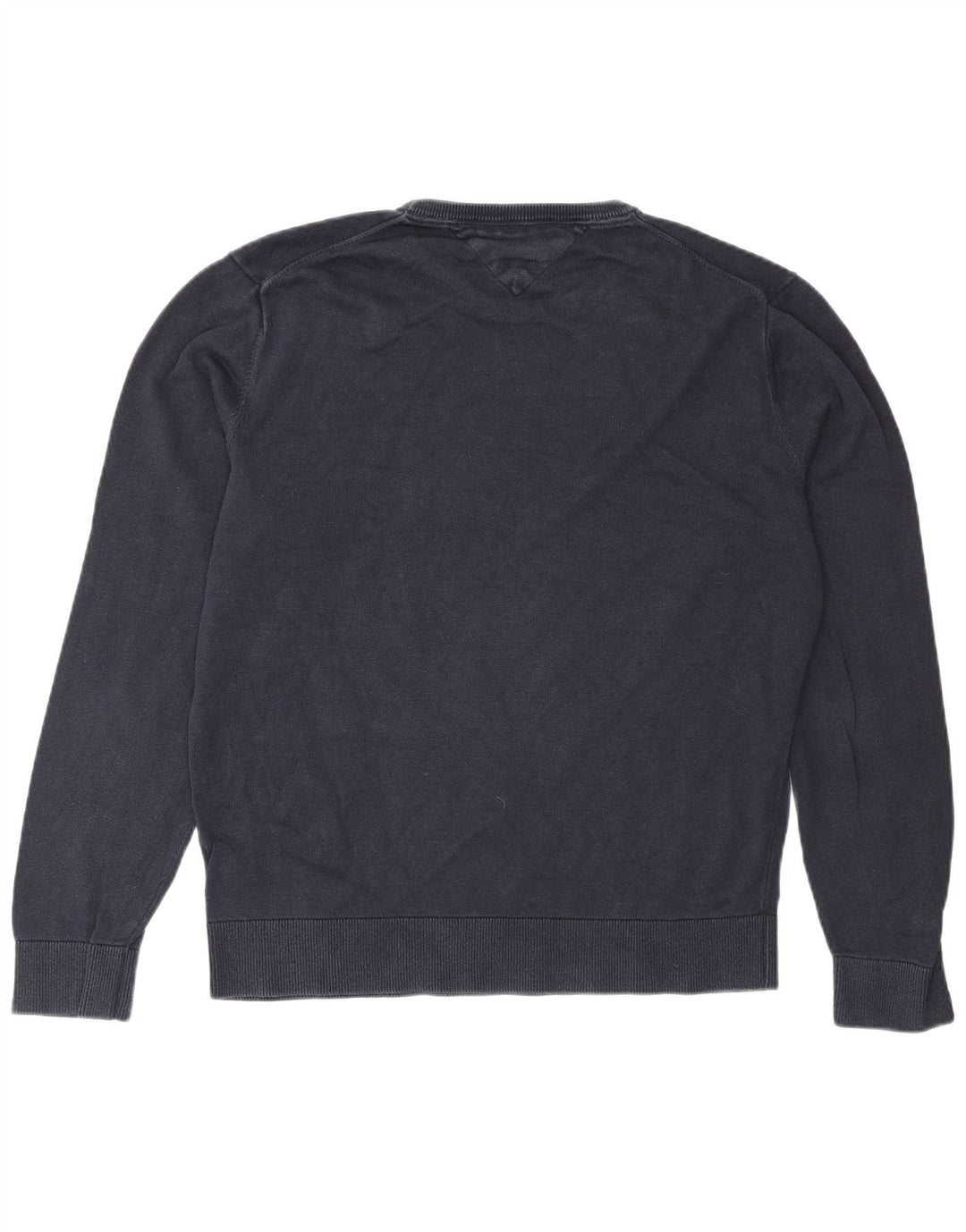 Мужской джемпер с круглым вырезом Tommy Hilfiger, большой темно-синий хлопковый свитер