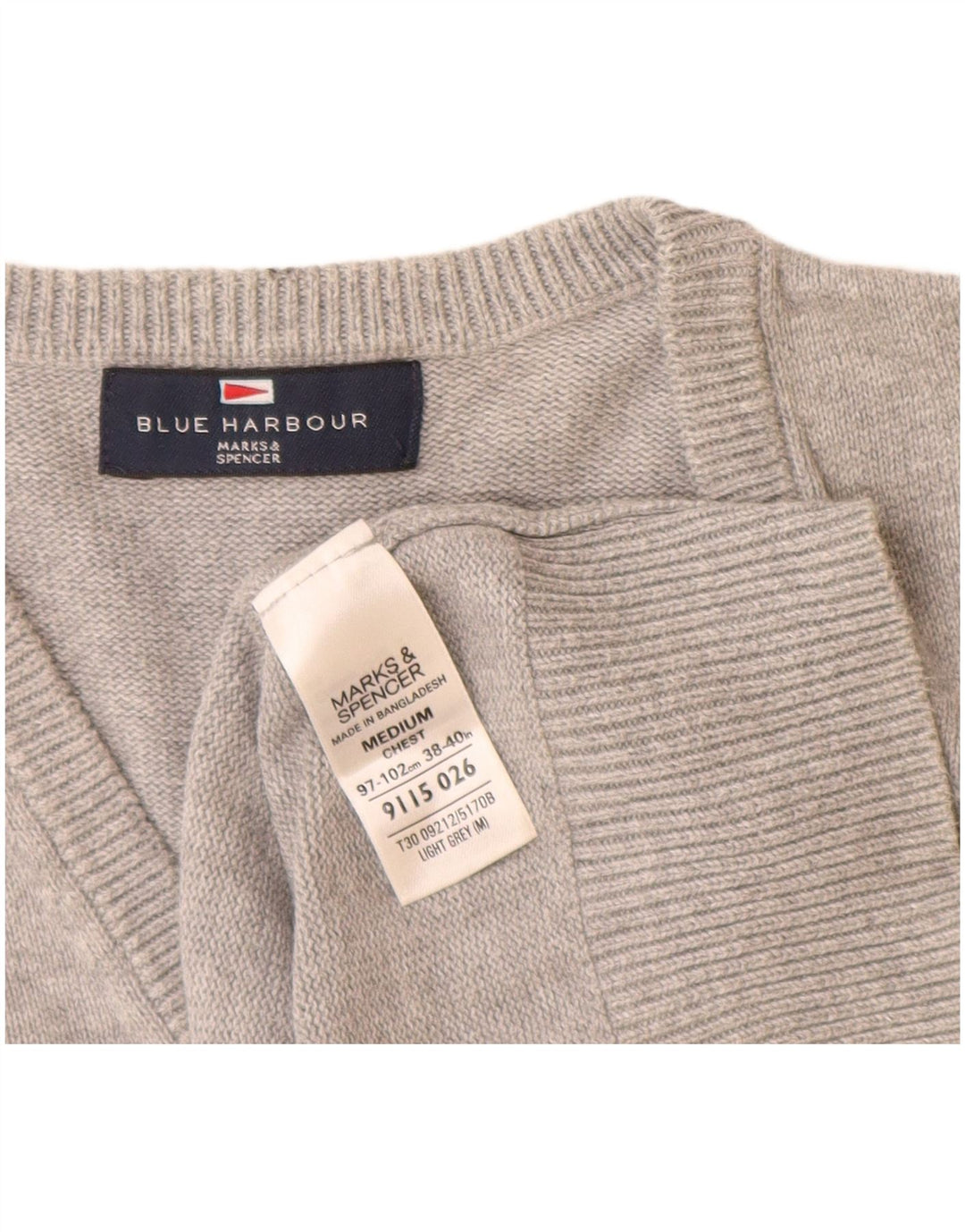 Мужская майка Mark & Spencer Blue Harbour Vest, хлопковая майка среднего серого цвета с крапинками
