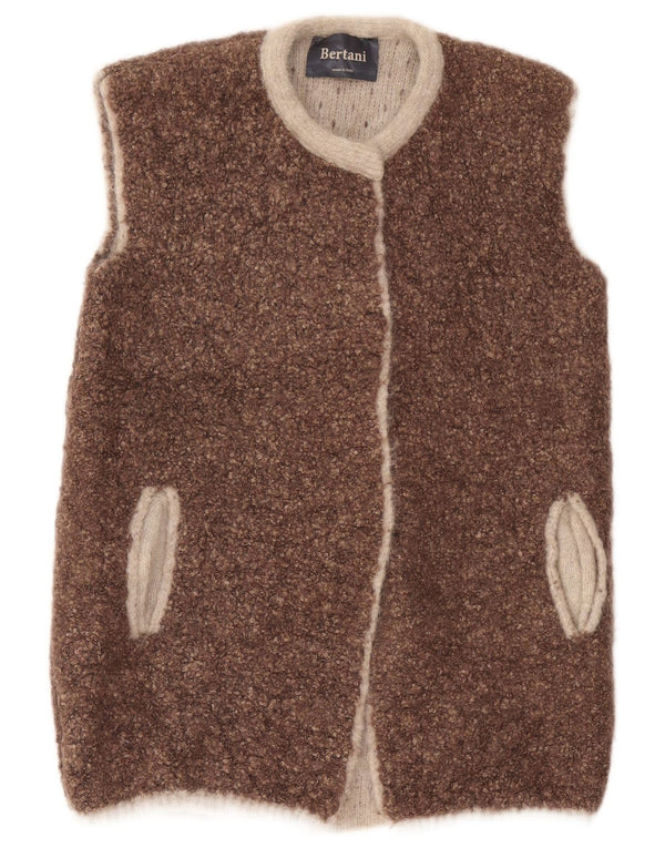 Винтажный женский открытый кардиган без рукавов, Великобритания, 14, средний коричневый цвет