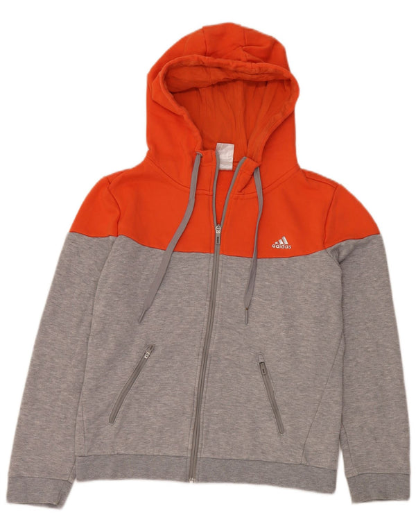 Женский укороченный свитер с капюшоном на молнии NIKE UK 18 XL, серый полиэстер с цветными блоками