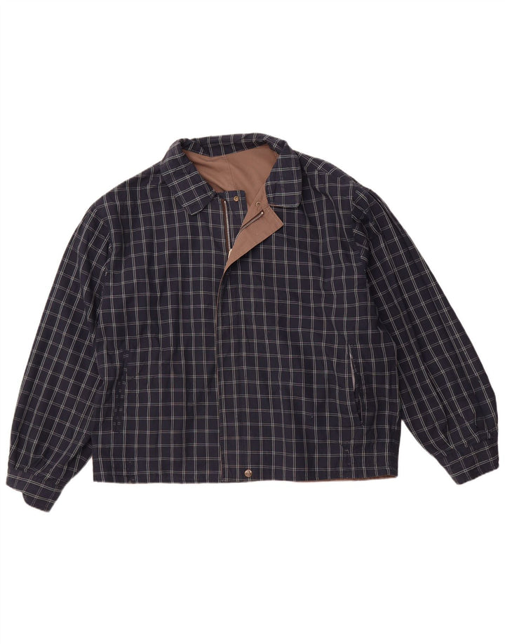 Мужская двусторонняя куртка VINTAGE UK 40, большая коричневая клетка в клетку, полиэстер