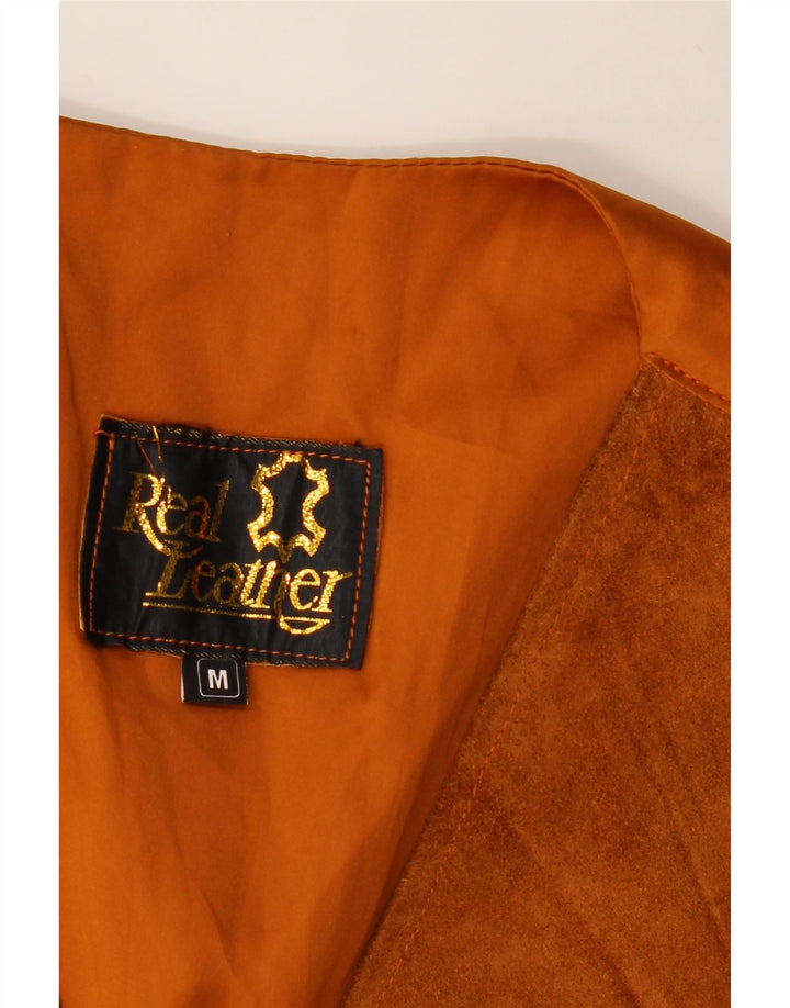 Винтажный мужской замшевый жилет среднего коричневого цвета из кожи