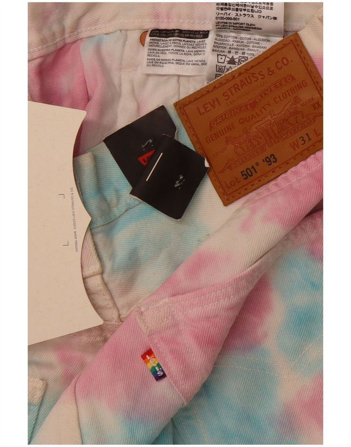 Мужские джинсовые шорты LEVI'S 501 W32, средний разноцветный хлопок, цвет тай-дай