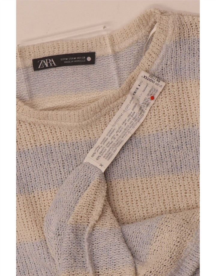 Женский джемпер с вырезом «лодочка» Zara UK 14, средний синий в полоску