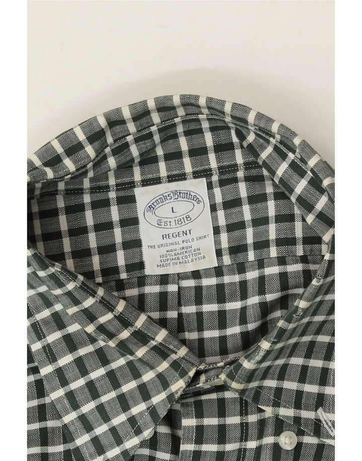 BROOKS BROTHERS Mens Regent Shirt Large Grey Check Cotton Vintage Brooks Brothers and Second-Hand Brooks Brothers from Messina Hembry 