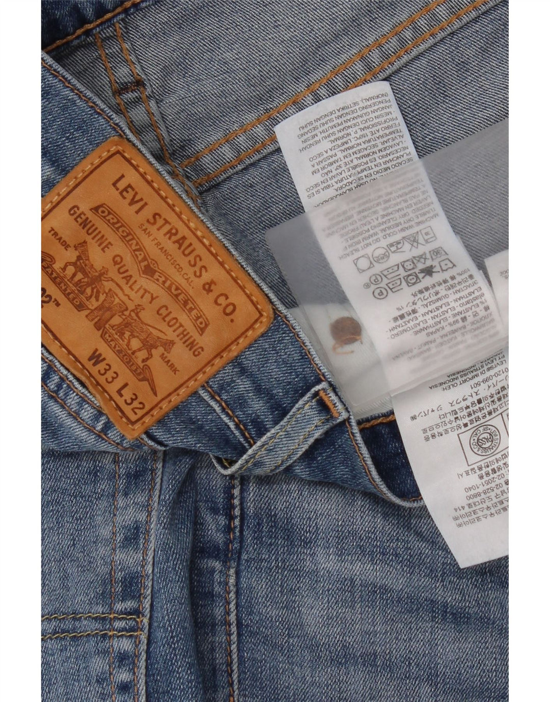 Мужские зауженные джинсы Levi's 502 W33 L26 синие, хлопок
