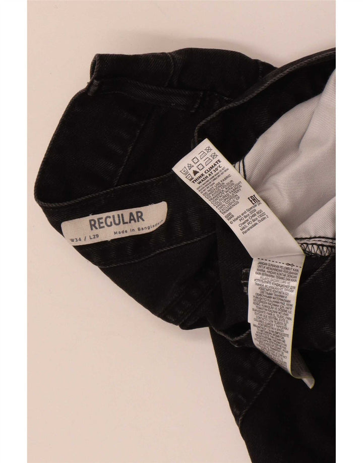 Мужские прямые джинсы Marks & Spencer W34 L29, черные, хлопковые